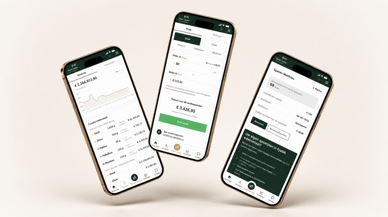 De goud999 app: portfolio, kopen/verkopen en spaarplan
